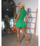 Solid Color O Neck T Shirt Two Piece Shorts Set GWLS-202302