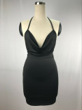 Sexy Solid Color Sling Backless Mini Dress GWLS-LX0001