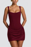 Solid Color Sleeveless Sling Mini Dress GWLS-202513
