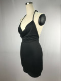 Sexy Solid Color Sling Backless Mini Dress GWLS-LX0001