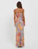Mesh Print Slim Sling Maxi Dress GWLS-202406