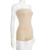 Solid Color Sleeveless Bodysuit And Short 2 Piece Set GDSF-Y25ST545