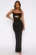 Sling Solid Color Hollow Out Ruched Maxi Dress GWLS-202502
