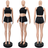 Solid Color Sleeveless T Shirt Two Piece Shorts Set GWLS-LD201099