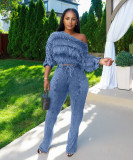 Irregular Pleated Long Sleeve Pants Suit CM-9532