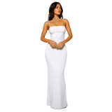 Sexy Sling Solid Color Backless Maxi Dress GWLS-202403