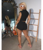 Solid Color O Neck T Shirt Two Piece Shorts Set GWLS-202302