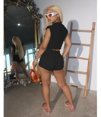 Solid Color O Neck T Shirt Two Piece Shorts Set GWLS-202302
