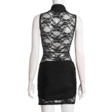 Lace Patchwork Hollow Out Mini Dress GDSF-D25DS575