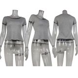 Solid Color U Neck Knits T Shirt GWLS-202402