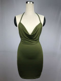 Sexy Solid Color Sling Backless Mini Dress GWLS-LX0001