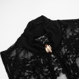 Lace Patchwork Hollow Out Mini Dress GDSF-D25DS575