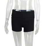 Solid Color Yoga Fitness Cuffed Shorts GWLS-202505