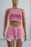 Solid Color Sleeveless T Shirt Two Piece Shorts Set GWLS-LD201099