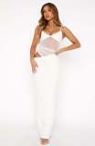 Solid Color Mesh Sling Maxi Dress GWLS-LD202508