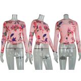 Mesh Print Long Sleeve T Shirt GWLS-202401