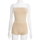 Solid Color Sleeveless Bodysuit And Short 2 Piece Set GDSF-Y25ST545
