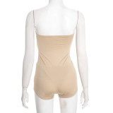 Solid Color Sleeveless Bodysuit And Short 2 Piece Set GDSF-Y25ST545