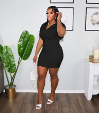 Short Sleeve V Neck Casual Dress GWLS-LD201093