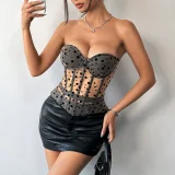 Polka Dot Print Fishbone Wrap Chest Tank Top GOMN-70108