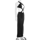 Backless Cross Strap Lace-up Sexy Maxi Dress GDSF-J25DS431