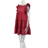 Ruffles Sleeve Loose Patchwork Casual Dress GWLS-LD201002
