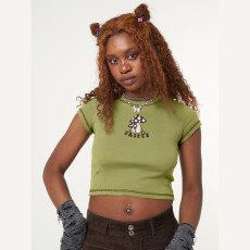 Fashion Embroidered Slim Yoga Short-Sleeve T-Shirt GWLS-LD201090