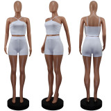 Cross Tie Up Solid Color Two Piece Shorts Set GWLS-LD201075