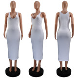 U Neck Sleeveless Solid Color Maxi Dress GWLS-LD201065