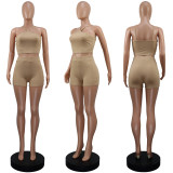 Cross Tie Up Solid Color Two Piece Shorts Set GWLS-LD201075