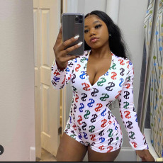 Dollar Print Letter Casual Loungewear Romper GWLS-LD201033