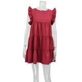 Ruffles Sleeve Loose Patchwork Casual Dress GWLS-LD201002