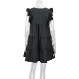 Ruffles Sleeve Loose Patchwork Casual Dress GWLS-LD201002