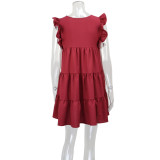 Ruffles Sleeve Loose Patchwork Casual Dress GWLS-LD201002