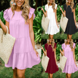 Ruffles Sleeve Loose Patchwork Casual Dress GWLS-LD201002