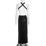 Backless Cross Strap Lace-up Sexy Maxi Dress GDSF-J25DS431
