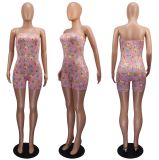 Cartoon Print Strapless Romper GWLS-LD201016