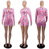 Dollar Print Letter Casual Loungewear Romper GWLS-LD201033