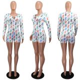 Dollar Print Letter Casual Loungewear Romper GWLS-LD201033
