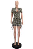 Leopard Print Short Sleeve Romper GWLS-LD201058