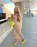 U Neck Sleeveless Solid Color Maxi Dress GWLS-LD201065