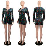 Dollar Print Letter Casual Loungewear Romper GWLS-LD201033