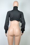 Long Sleeve High Collar Crop Top GWLS-LD201078