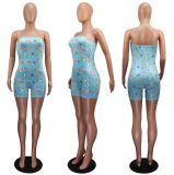 Cartoon Print Strapless Romper GWLS-LD201016