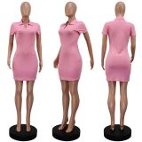 Short Sleeve V Neck Casual Dress GWLS-LD201093