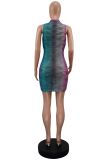 Lace Mesh Hollow Out Print Mini Dress GWLS-LD201086