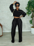 Contrast Color Straight Sport Pants Two-Piece Set SFY-827
