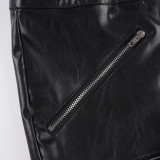 Fashion Leather Metal Buckle Zipper Shorts GPKJ-40190