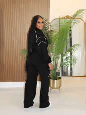 Contrast Color Straight Sport Pants Two-Piece Set SFY-827