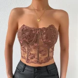 Patchwork 3D Floral Underwire Bandeau Tank Tops GOMN-M09434